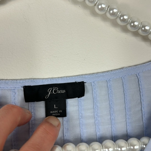 J. Crew Light Blue White Lace Tiered Peplum Silhouette Short Sleeve Top Large - Picture 5 of 10